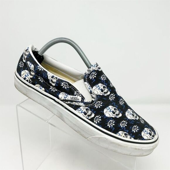 Vans Shoes - Vans Classic Slip-On Flash Black & Blue Skulls Unisex Shoes Size 11 Multicolor